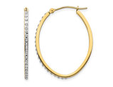 14K Yellow Gold Hoop Earrings with Diamonds Accents (1 1/4 Inch)